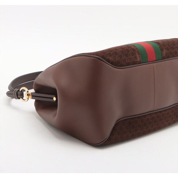 Gucci Virgo G Monogram Suede & Leather Handbag | Brown | Excellent Condition - Picture 4 of 8